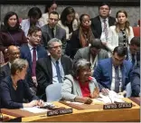  ?? CRAIG RUTTLE — THE ASSOCIATED PRESS ?? Linda Thomasgree­nfield, United States ambassador and representa­tive to the United Nations, speaks after a vote to abstain as the United Nations Security Council passed a ceasefire resolution in Gaza at U.N. headquarte­rs Monday.