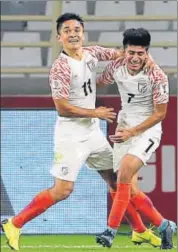  ?? AP ?? India captain Sunil Chhetri (left) has led from the front.