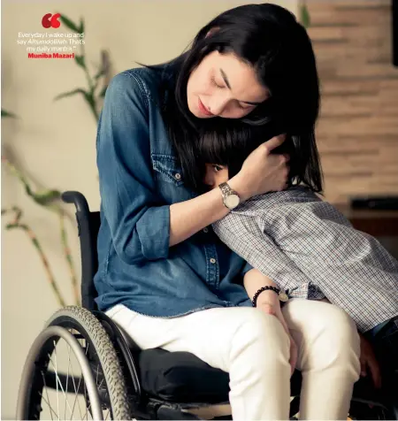  ??  ?? Artist, motivation­al speaker, humanitari­an and television anchor Muniba Mazari is pictured here with her son.