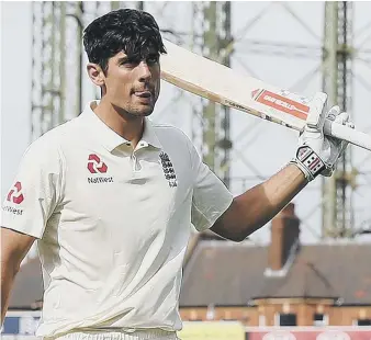  ??  ?? Alastair Cook leaves the field after being dismissed for 147 runs at The Kia Oval yesterday.