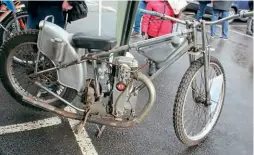 ??  ?? Speedway-Japanese style! Long establishe­d manufactur­er Kyukoto built engines and this single overhead cam engine ran on petrol. Converted to methanol for British racing, it had ample power, but colossal vibration.