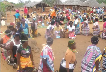  ??  ?? Vhapfumbi performing cultural rites during the installati­on of Beitbridge West Chief Matibe (Elisha Mbedzi)