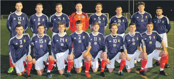  ?? Photograph­s: John Rodgers. ?? The Scottish AFA internatio­nal squad which took on Whitburn Juniors last week. Oban Saints pair Scott Maitland, number three, and Lewis Cameron, number 10, both impressed.