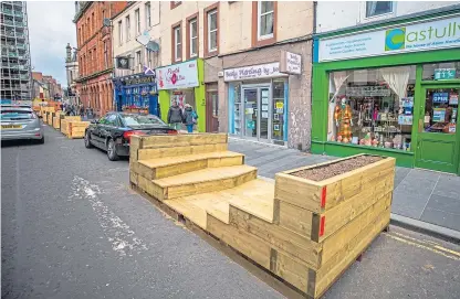  ?? Picture: Steve Macdougall. ?? Wooden parklets located in the High Street which businesses wish to have removed.