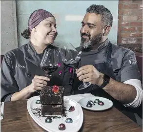  ?? SHAUGHN BUTTS ?? The Holy Roller’s Rafael D’Alcazar and his wife — and sous-chef — Ariadna Uribe usually celebrate Valentine’s Day with chocolate cake, truffles and wine.