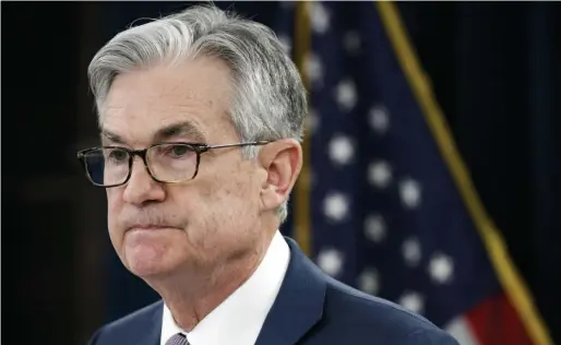  ?? aP FIle ?? ‘GOOD DEAL OF INTEREST’: Federal Reserve Chair Jerome Powell said Tuesday that the Fed’s lending programs would begin operating by June 1.