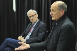  ??  ?? The actor Colm Feore is part of Marvin Karon’s great resource base. He is seen here with Karon at a 2015 workshop in Toronto. Top: Marvin Karon conducting a workshop on Hamlet earlier this year at Sir John A. Macdonald Secondary School.