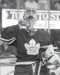  ?? CARLOS OSORIO, TORONTO STAR ?? Leafs goalie Frederik Andersen made 22 stops in the 3-2 win over Detroit.