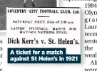  ?? ?? A ticket for a match against St Helen’s in 1921