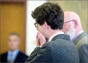  ?? AP/GEOFF FORESTER ?? Owen Labrie weeps Friday as the verdict in his rape trial is read in Concord, N.H. Labrie’s life is “forever changed,” defense attorney J.W. Carney said.