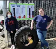  ?? SUBMITTED PHOTO ?? Amanda Readinger and her daughters Cameron and Alicia are really getting into recycling more than 500tires at Chuck’s Auto Salvage.