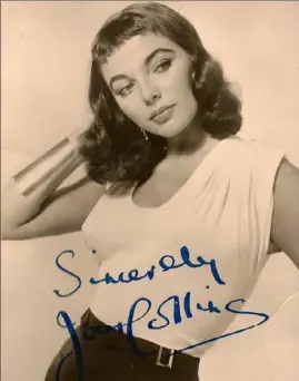  ?? Courtesy of Joan Collins ?? “Modeling my first fan card.” Joan Collins, circa 1953.