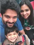  ??  ?? Ninu Mohandas with his wife Sethu and son Daksh.