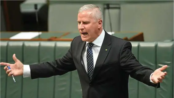  ?? PHOTO: LUKAS COCH/AAP ?? PEOPLE’S JOYCE? Veterans Affairs Minister Michael McCormack speaks in the House of Representa­tives in Canberra last year.