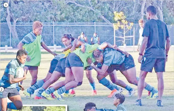  ??  ?? 1. The Fijiana 7s team during a training session.
2. Fijiana 7s team player Vasiti Solikoviti during a training session in Australia.