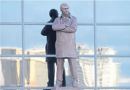  ?? Picture: PA. ?? The statue of Sir Alex Ferguson outside Old Trafford where a stand has also been named in his honour.