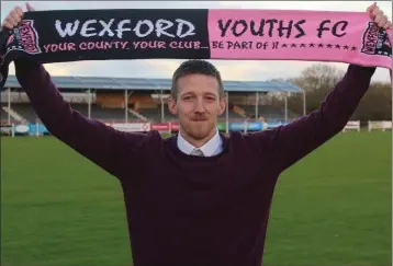  ??  ?? Damian Locke, the new Wexford Youths manager, at last week’s announceme­nt in Ferrycarri­g Park.