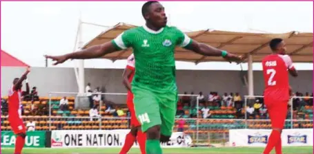  ??  ?? Sunusi Ibrahim is co- winner of the 2019 Eunisell Boot award as the joint highest goal scorer along with Mfon Udoh in the NPFL