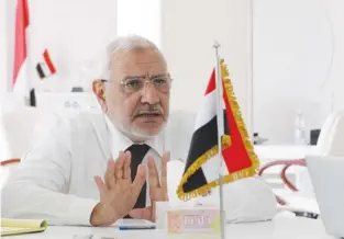  ?? (Asmaa Waguih/reuters) ?? ABDEL MONEIM ABOL FOTOUH, presidenti­al candidate and a former Muslim Brotherhoo­d leader, speaks to reporters in Cairo earlier this month.