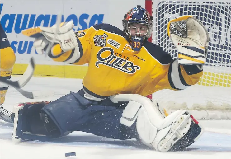  ?? — DAN JANISSE/POSTMEDIA NEWS FILES ?? Otters coach Kris Knoblauch says he’s confident goalie Troy Timpano will come up big against the Saint John Sea Dogs on Friday night.