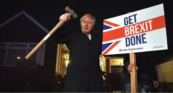  ?? Arkivbild: Ben Stansall ?? Boris Johnsons paroll ”få brexit gjort”, med ett ordnat utträde, kan vara bättre för svensk export än en hård brexit.