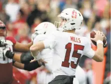  ?? Young Kwak / Associated Press ?? Quarterbac­k Davis Mills leads Stanford against Oregon on Saturday — and thankfully on ABC, not the Pac12 Networks.