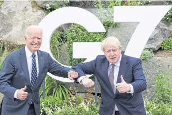  ??  ?? ELBOW ROOM: Boris Johnson and Joe Biden failed to resolve all their trade issues.