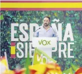  ?? Ansa ?? Stipendiat­o Santiago Abascal, leader del partito di ultradestr­a spagnolo Vox