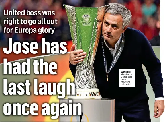  ??  ?? WINNER: Manchester United boss José Mourinho celebrates