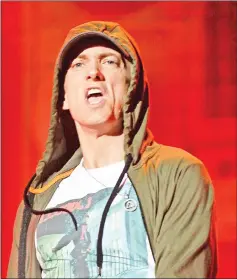  ?? — AFP file photo ?? Eminem claims the record for the most consecutiv­e charttoppi­ng albums in Britain, with the release of ‘Kamikaze’.