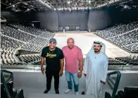  ?? Mohamed Abdalla Twitter ?? PREVIEW: UFC president Dana White and fighter Daniel Cormier during their recent visit to the Etihad Arena along with Mohamed Abdalla Al Zaabi, CEO of Miral. —