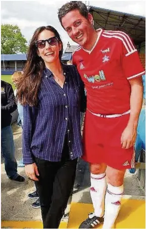  ?? EAMONN&JAMES CLARKE ?? Hollywood star Liv Tyler and partner Dave Gardner at the All Stars match against Hyde FC for charity at the weekend