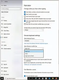  ??  ?? Windows Narrator keyboard settings.
