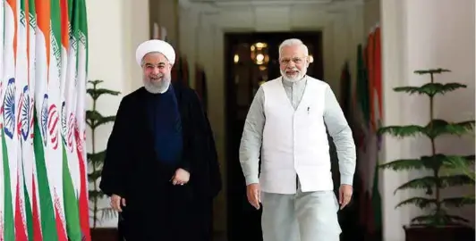  ?? PHOTOGRAPH: PIB ?? Prime Minister Narendra Modi with the President of the Islamic Republic of Iran, Dr Hassan Rouhani in Hyderabad House, New Delhi