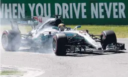  ?? AP ?? Mercedes driver Lewis Hamilton of Britain steers his car during the first laps of the Italian Formula One Grand Prix at the Monza racetrack in Italy yesterday.