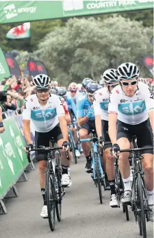  ??  ?? Team Sky after setting off from Pembrey.