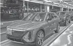  ?? PROVIDED BY JD ADAMS FOR GENERAL MOTORS ?? Sales of the Cadillac Lyriq electric SUV have been improving. The Lyriq made up about 12% of Cadillac’s fourth-quarter retail sales and in January it’s tracking to be around 25% of retail sales.