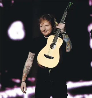  ?? ETHAN MILLER/GETTY IMAGES FILES ?? Ed Sheeran has been doing solo performanc­es promoting his album X.