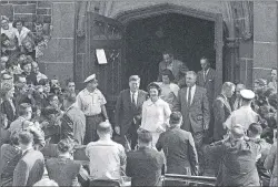  ?? AP PHOTO ?? In this Oct. 1, 1961 file photo, President John F. Kennedy and first lady Jacqueline Kennedy leave St. Mary’s Church in Newport, R.I., after Mass. The Rhode Island church, where the Kennedys wed on Sept. 12, 1953, is inviting visitors in to kneel where...