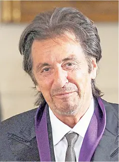  ?? — AFP file photo ?? Pacino smiles after being presented the National Medal of Arts and Humanities during a ceremony at the White House in Washington, DC, on Feb 13, 2012.