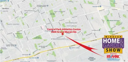  ??  ?? Central Park Athletics Centre 3400 Grand Marais Rd.