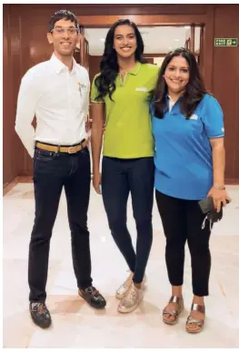  ?? SPECIAL ARRANGEMEN­T ?? Panel discussion: The author with the two-time Olympic medallist P. V. Sindhu and Sport psychologi­st Mugdha Dhamankar-bavare at the PNB Metlife JBC Dugout in Hyderabad.