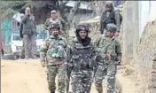  ?? HT PHOTO ?? Security personnel at the encounter site in Halmatpora area of Kupwara in north Kashmir on Wednesday.