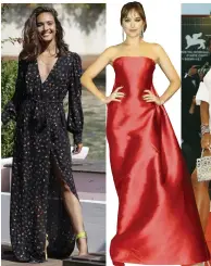  ??  ?? Ana Moya Calzado, Dakota Johnson, Madalina Ghenea and Barbara Palvin arrive at 75th Venice Film Festival on Sunday.