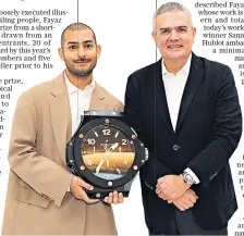  ?? ?? Creative thinking: Mohammed Iman Fayaz, left, with Hublot CEO Ricardo Guadalupe after winning the 2021 Hublot Design Prize