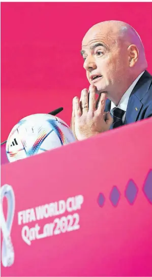  ?? FOTO: TOM WELLER/DPA ?? Fifa-Präsident Gianni Infantino muss sich viel Kritik für den Ablauf der FußballWel­tmeistersc­haft in Katar gefallen lassen.
Kurt Nickel Goch
Klaus Oude Hengel Mönchengla­dbach