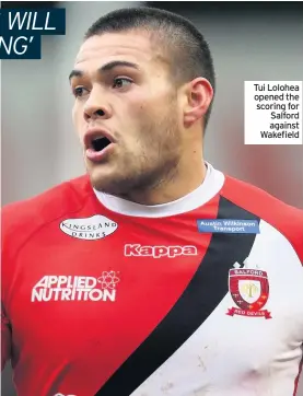  ??  ?? Tui Lolohea opened the scoring for Salford against Wakefield