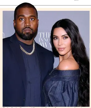  ??  ?? On the Kards...Kanye and Kim are to divorce after seven years of marriage