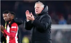  ?? ?? Chris Wilder says he wants to lift Sheffield United’s spirits – with the team having won only once this season – but insisted that they have to believe in themselves. Photograph: Danny Lawson/PA