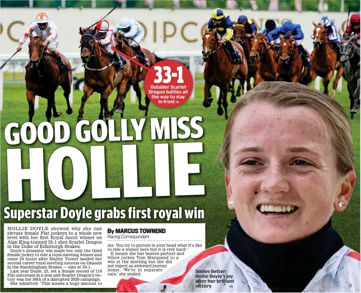  ?? PA ?? Smiles better: Hollie Doyle’s joy after her brilliant victory